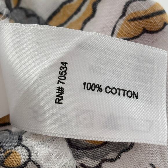 Orvis White Floral Cotton V Neck Button Down Top - Picture 8 of 10